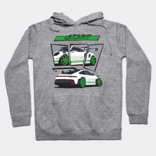 car 911 gt3 rs racing edition detail white green Hoodie